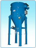 Cartridge vacuum model CVF-3 for pneumatic air stream filtration equipped with a rotary valve for high dust load discharge